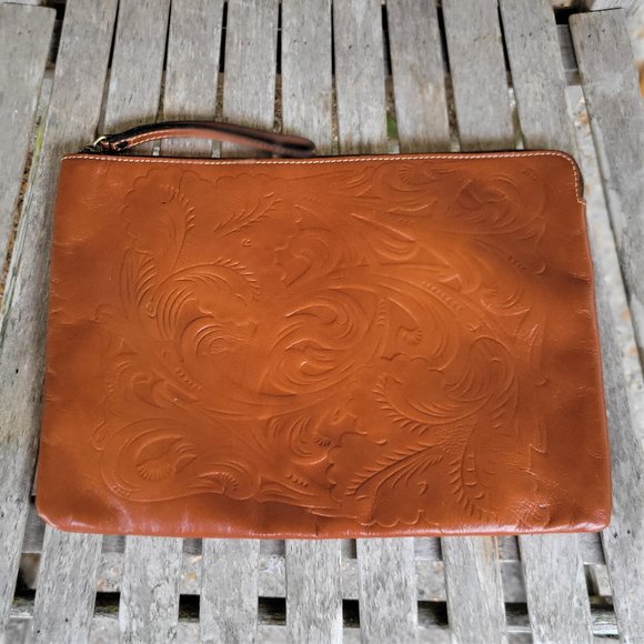 Patricia Nash Bags Patricia Nash Brown Tooled Leather 5 Laptop Case